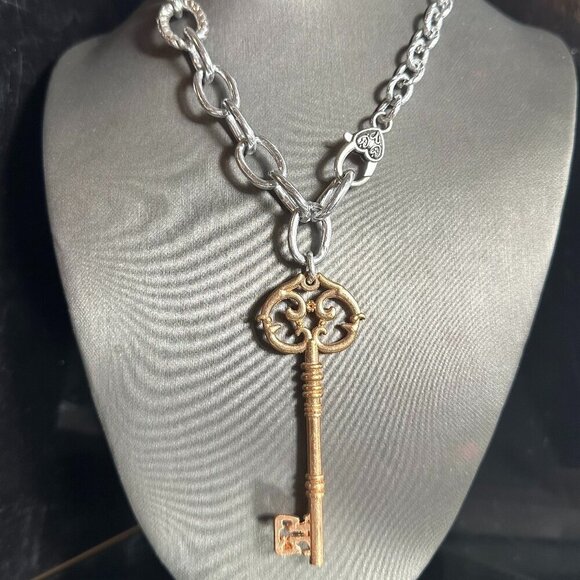 Key FOB Keys Lock Handmade Silver Necklace Choker Punk Rocker Gift NWT Steampunk - Picture 1 of 10